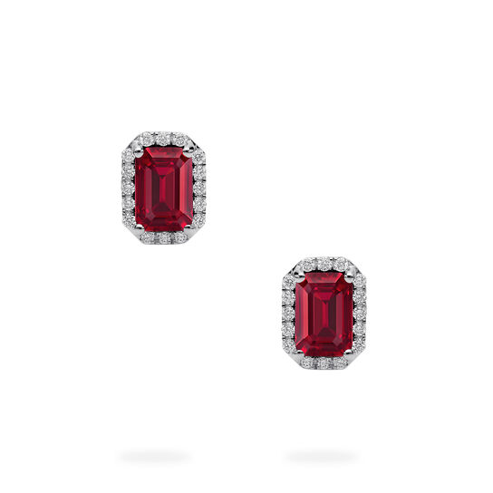 Birks Essentiels Boucles d'oreilles en or blanc avec rubis et diamants image number 2