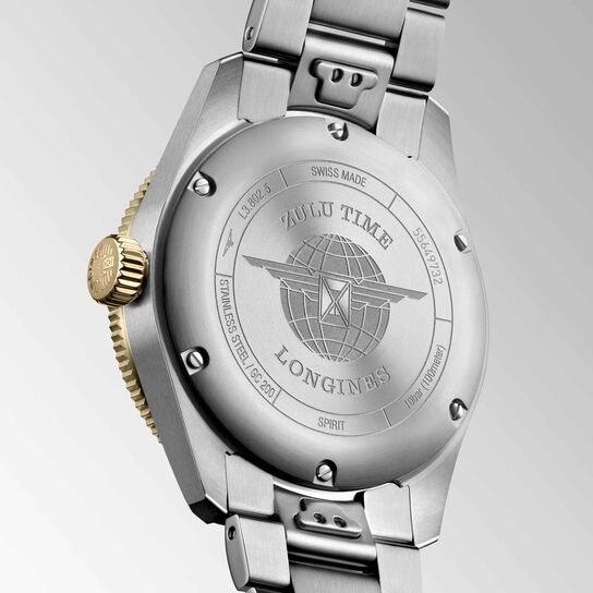 Longines Spirit Zulu Time Automatic GMT 39 mm Yellow Gold and Stainless Steel Back image number 3