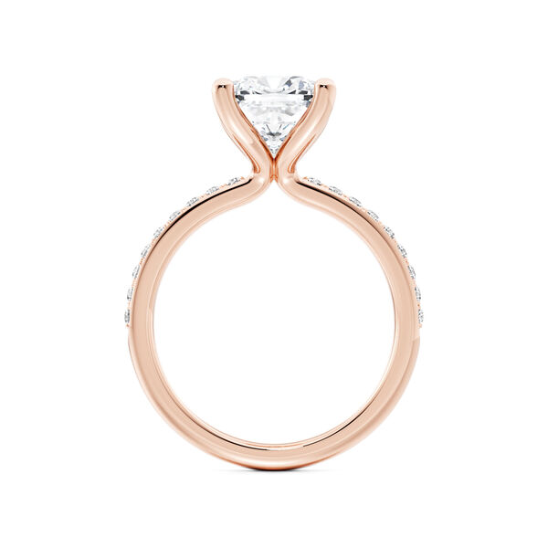 Cushion-Cut Diamond Engagement Ring with Pav&eacute; Band