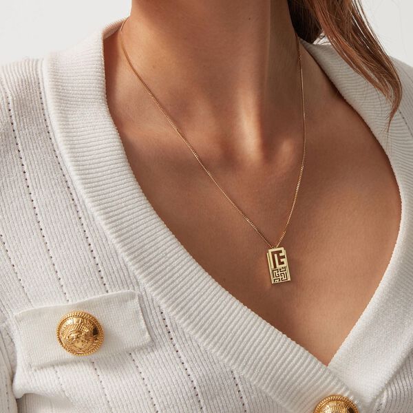 Labyrinth Frieze Yellow Gold Pendant