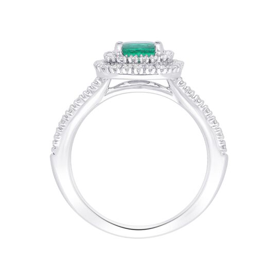 maison birks salon emerald double diamond halo ring sg05251r standing image number 2