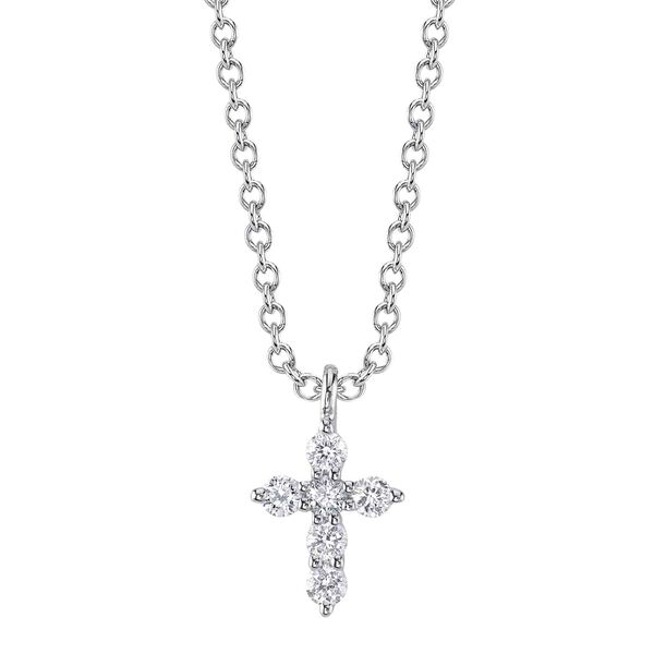 Pendentif Croix en or blanc avec pav&eacute; de diamants