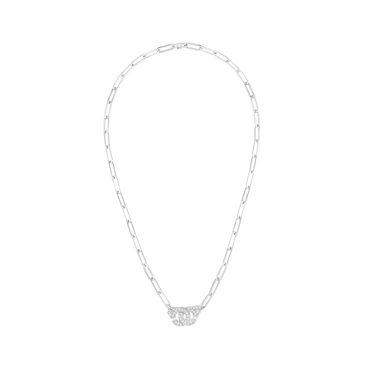 Collier Menottes R12 en or blanc avec pavé de diamants image number 1