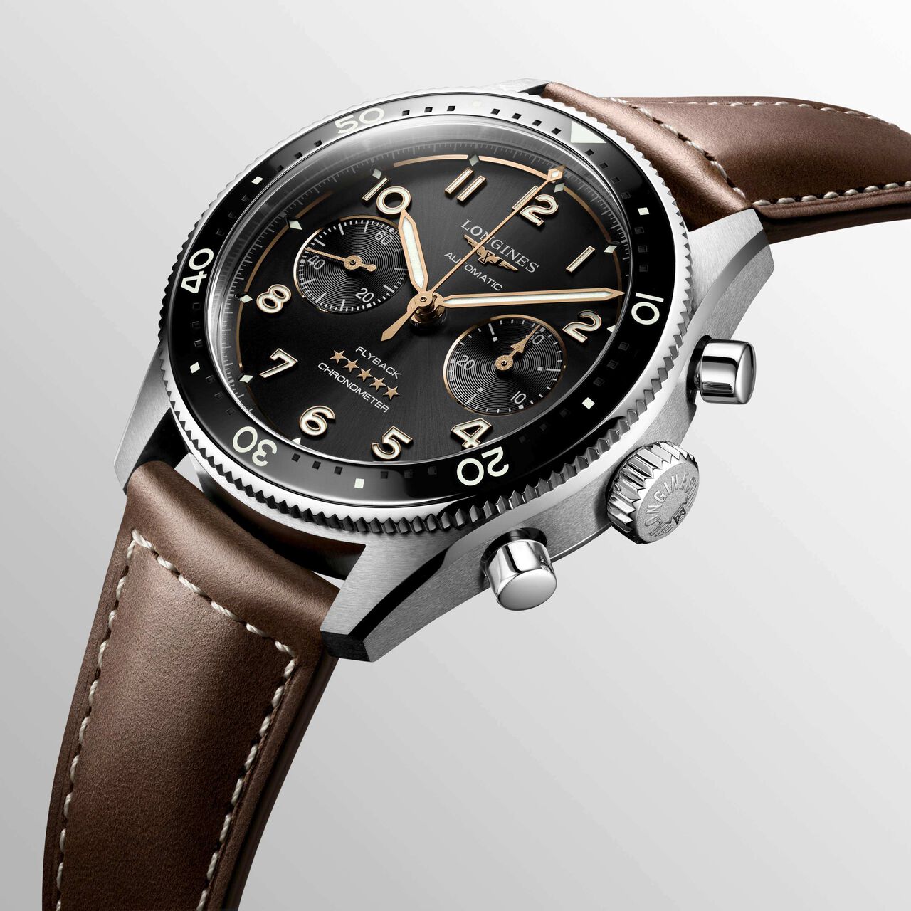 Longines Spirit Flyback Automatic Chronograph 42 mm Stainless Steel Angle image number 2