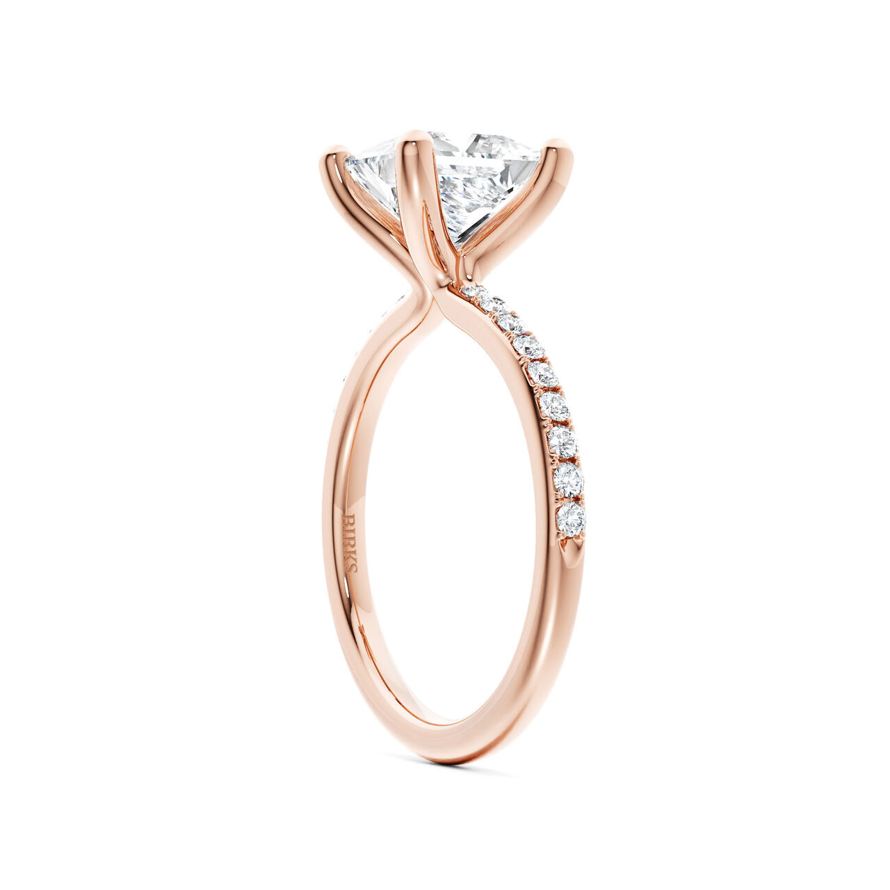 Birks Ros&eacute;e du Matin Bague de fian&ccedil;ailles en or rose avec diamant solitaire taille princesse image number 1