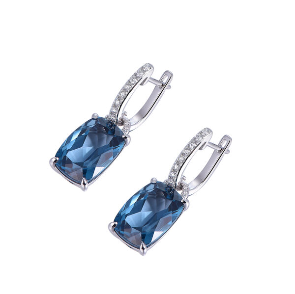 London Blue Topaz Earrings in White Gold