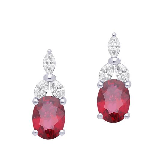 maison birks salon oval ruby stud earrings sg13115e 8x6 ru front image number 0