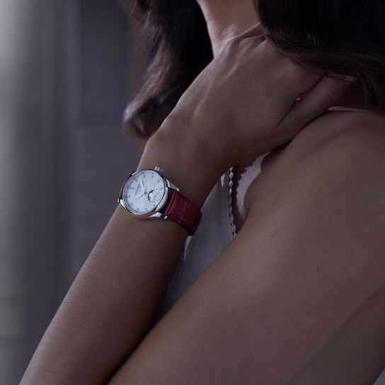 longines master automatic moonphase 34 mm steel diamond l2.409.4.87.2 on model image number 3