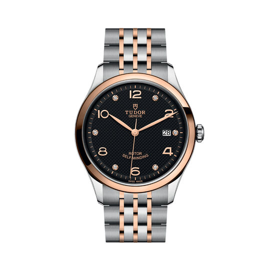 tudor 1926 39 mm steel case black diamond set dial steel and rose gold bracelet m91551 0004 image number 0