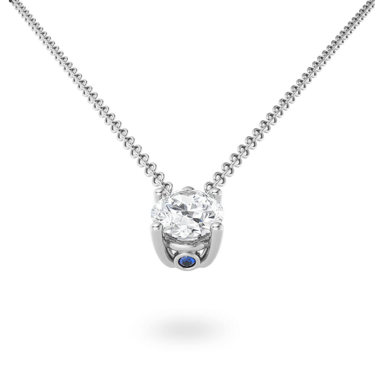 Birks Blue Round Solitaire Diamond Pendant image number 3