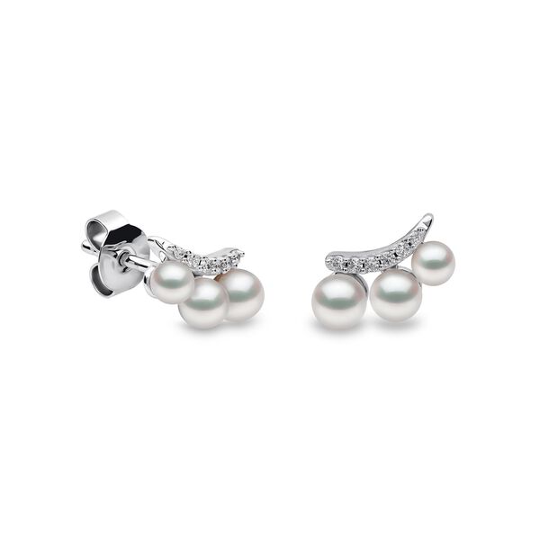 Boucles d'oreilles Sleek en or blanc avec perles et diamants