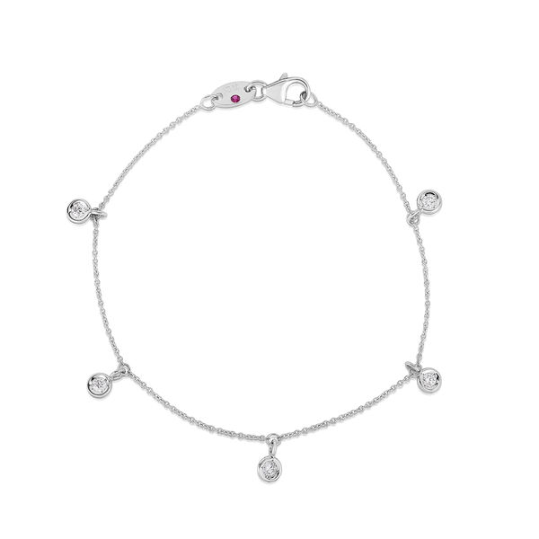 Bracelet chaîne 5 Station Diamond By The Inch en or blanc et diamants