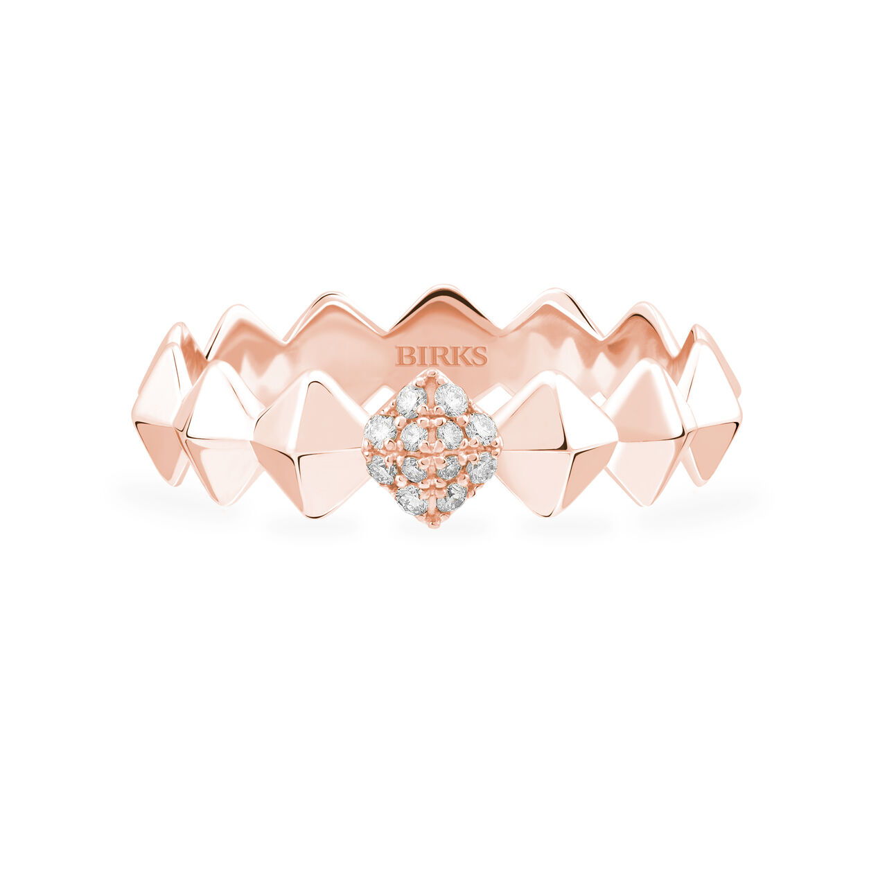 Birks Iconic Stackable Rose Gold And Diamond Rock & Pearl Ring image number 0