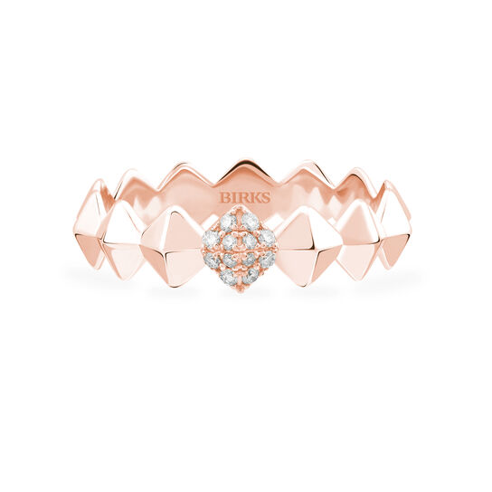 Birks Iconic Stackable Rose Gold And Diamond Rock & Pearl Ring image number 0
