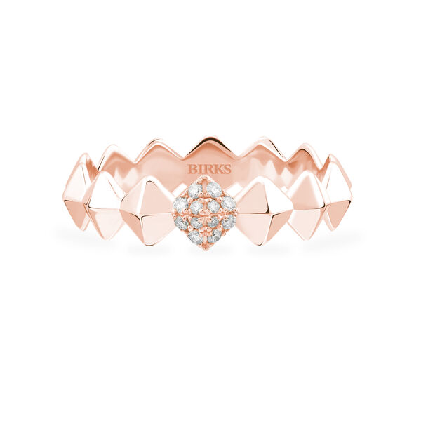 Stackable Rose Gold and Diamond Rock & Pearl Ring