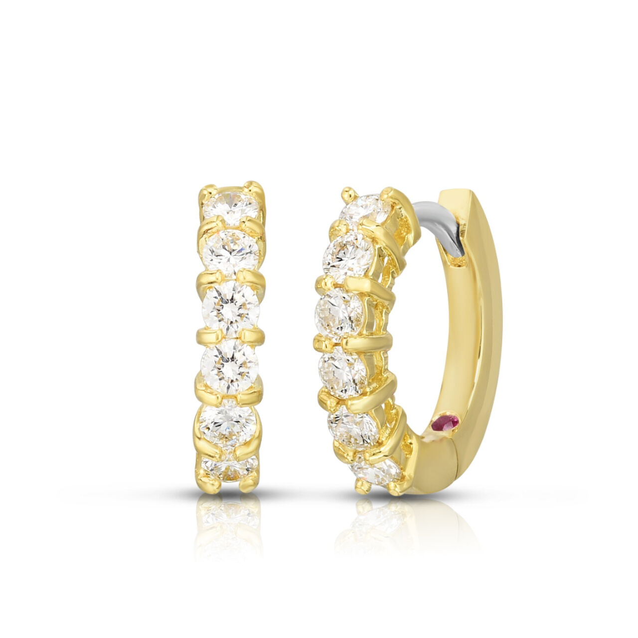 Roberto Coin Yellow Gold 15MM Perfect Diamond Hoops Single Line Earrings image number 0