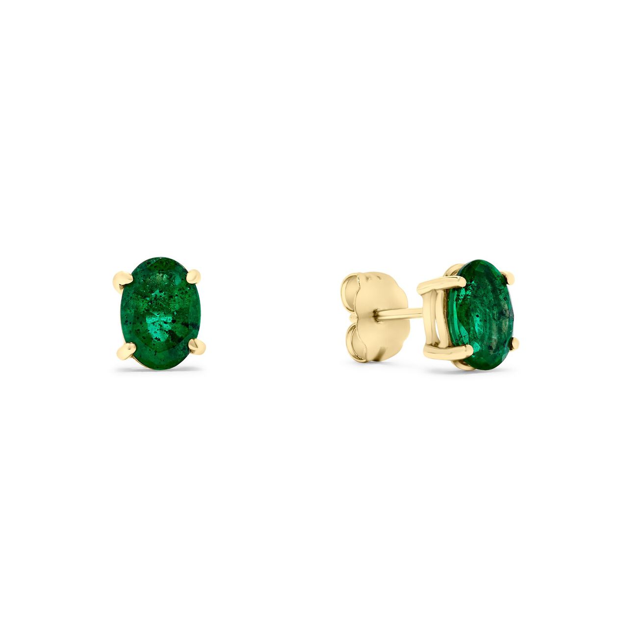 Maison Birks Salon Yellow Gold Oval Emerald Stud Earrings image number 0