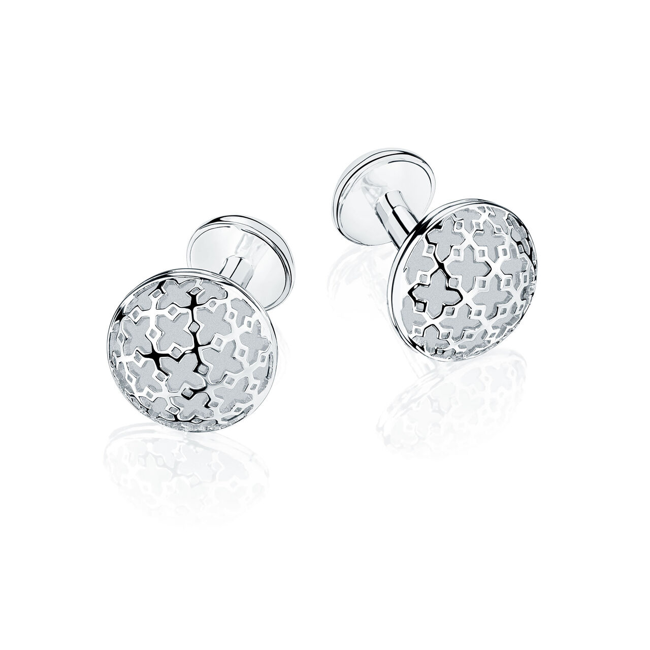 bijoux birks muse silver cufflinks with signature mesh motif image number 0