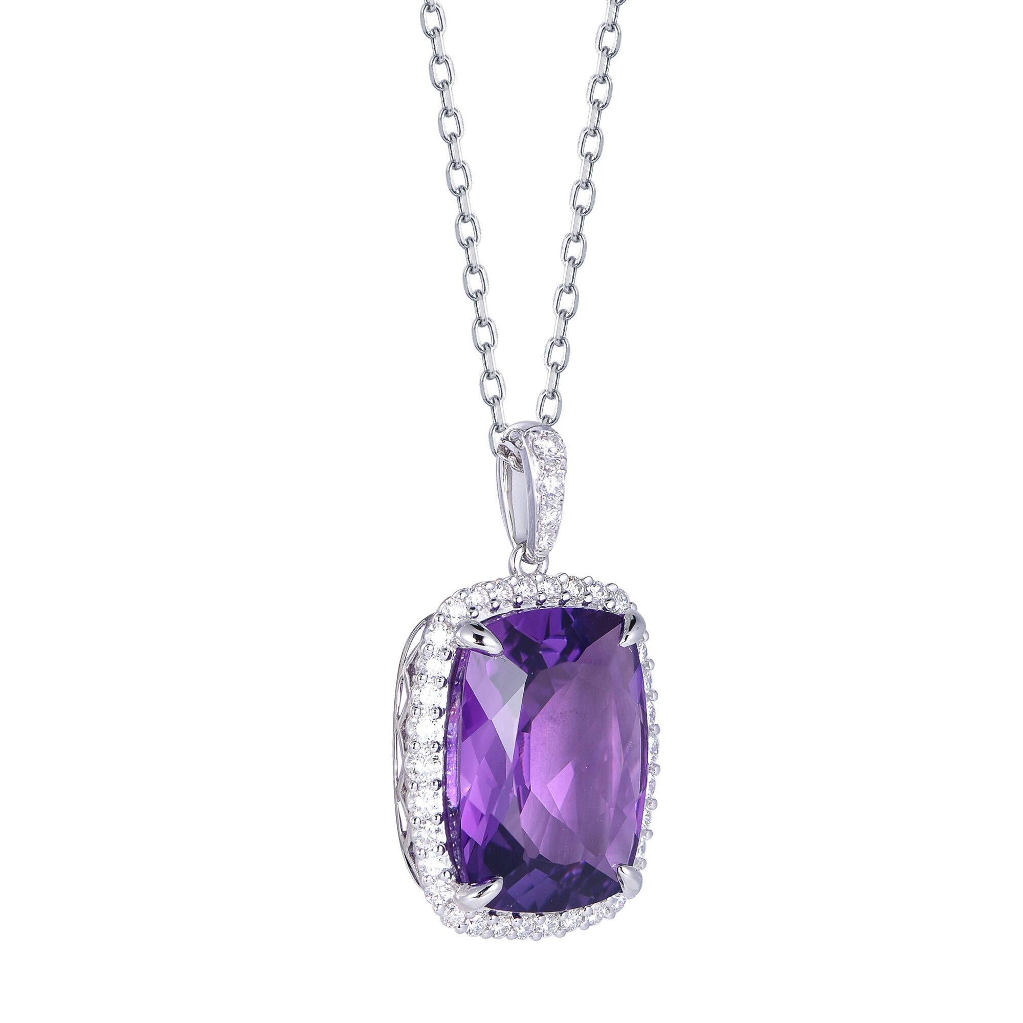 Amethyst Pendant in White Gold