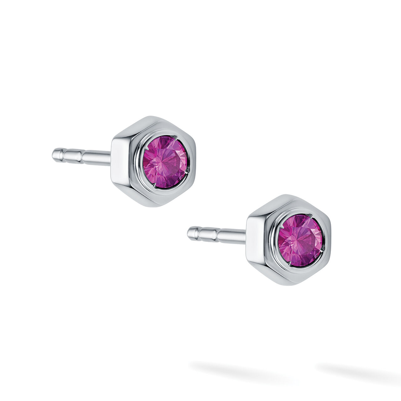 Pink Tourmaline and Silver Stud Earrings image number 2