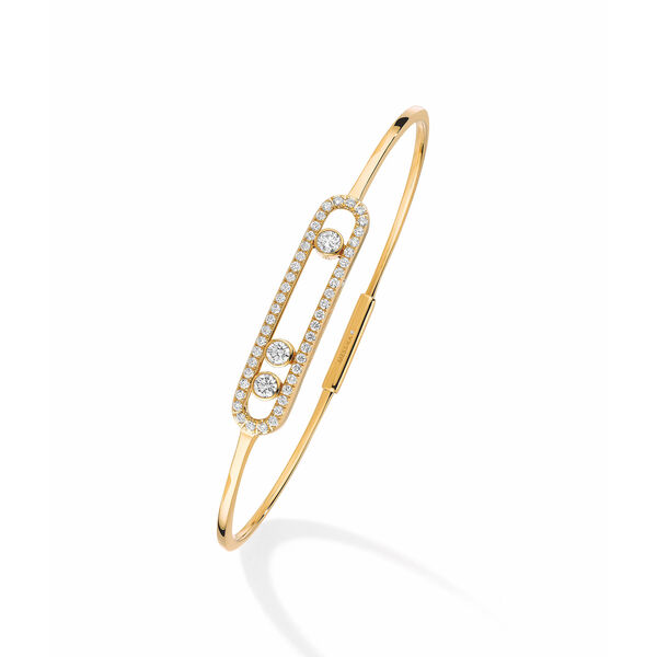 Bracelet jonc Move Classique en or jaune avec pavé de diamants