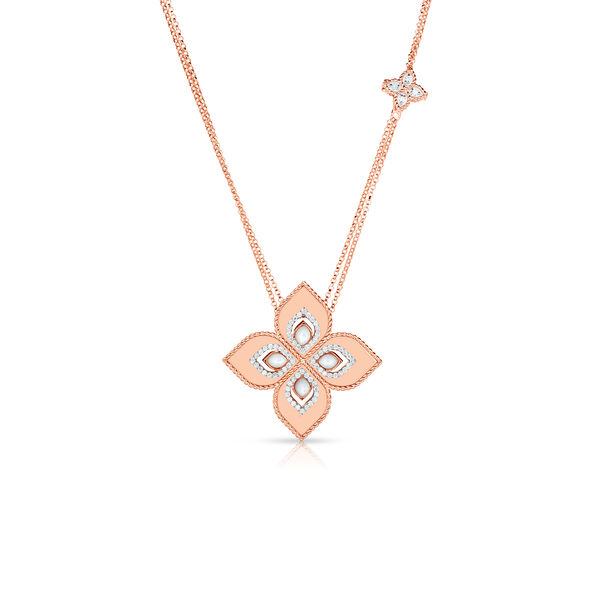 Venetian Princess Medium Rose Gold Mother-of-Pearl and Diamond Pendant Necklace