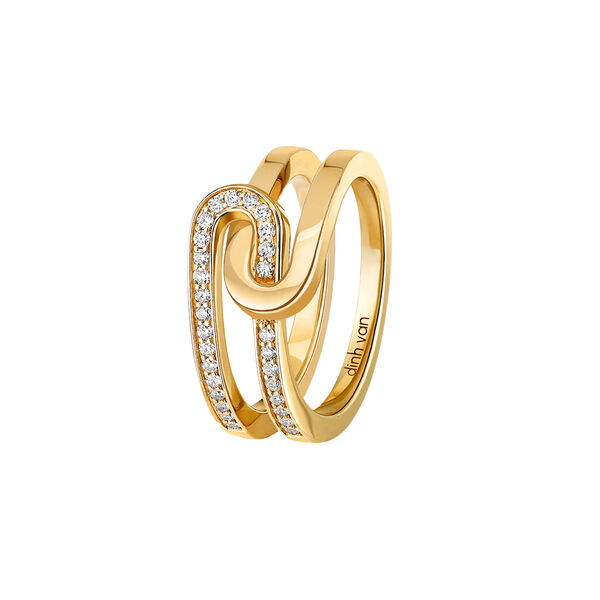 Maillon Small Yellow Gold and Diamond Half Pav&eacute; Ring