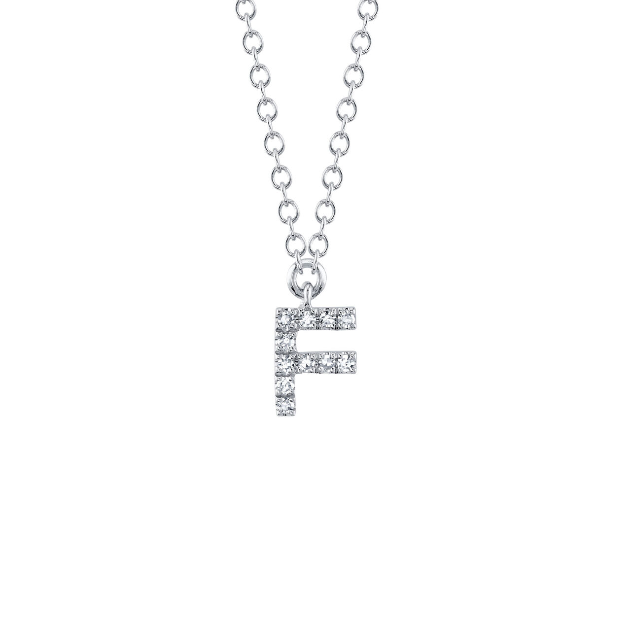 brands/Shy Creation/SEP 2023/Initials/Shy Creation Initials White Gold  and Diamond Pavé Letter F Necklace SC55007903-F.jpg image number 0