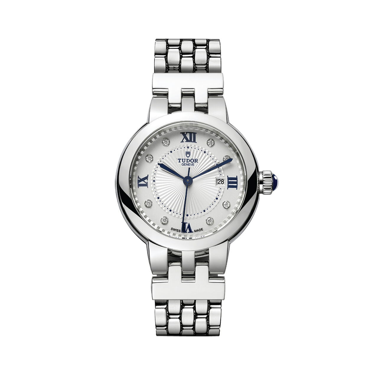tudor clair de rose 30 mm steel case steel bracelet opaline diamond set dial m35500 0004 image number 0