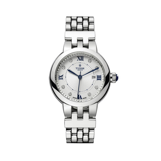 tudor clair de rose 30 mm steel case steel bracelet opaline diamond set dial m35500 0004 image number 0