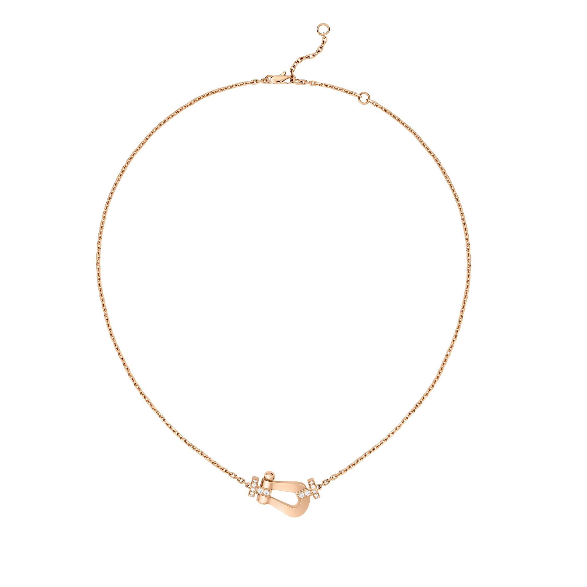 Force 10 Large Rose Gold and Half Pavé Diamond Necklace