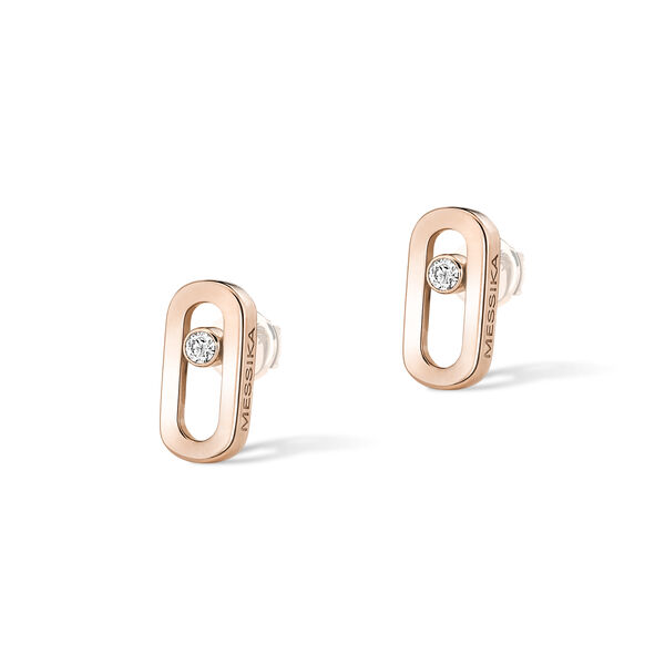 Move Uno Small Rose Gold and Diamond Stud Earrings