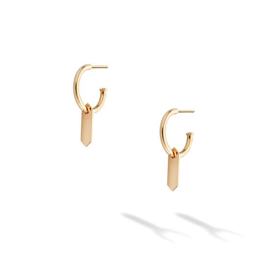 Yellow Gold Hoop Drop Earrings image number 2