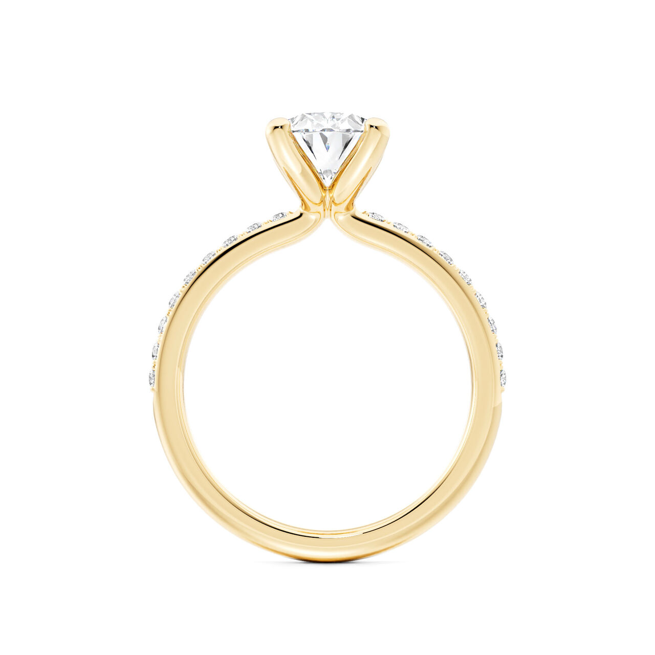 Birks Ros&eacute;e du Matin Yellow Gold Oval Cut Diamond Engagement Ring with Diamond Band image number 2