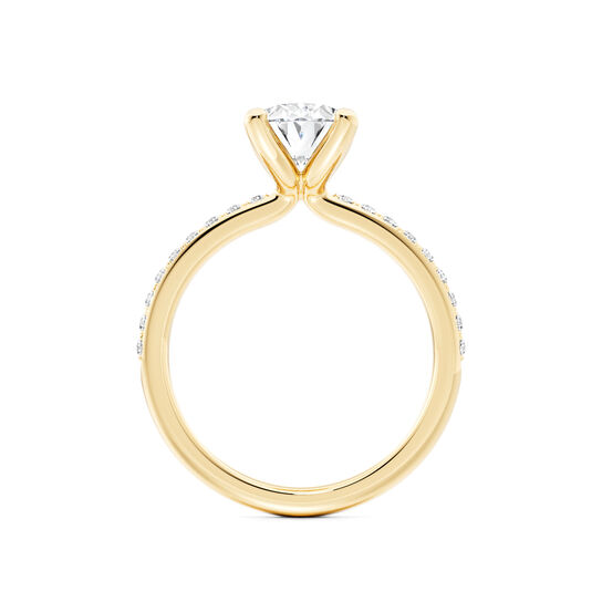Birks Ros&eacute;e du Matin Yellow Gold Oval Cut Diamond Engagement Ring with Diamond Band image number 2