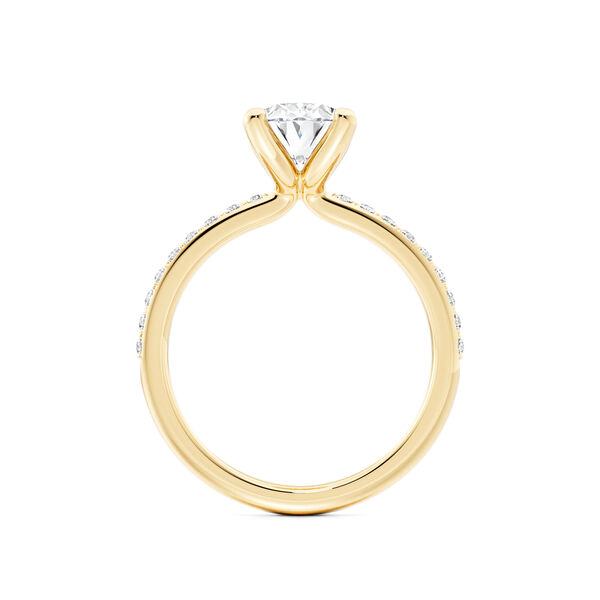 Yellow Gold Oval Cut Diamond Engagement Ring with Diamond Band