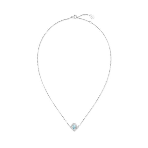 Pendentif Josephine Aigrette en or blanc avec aigue-marine et pavé de diamants