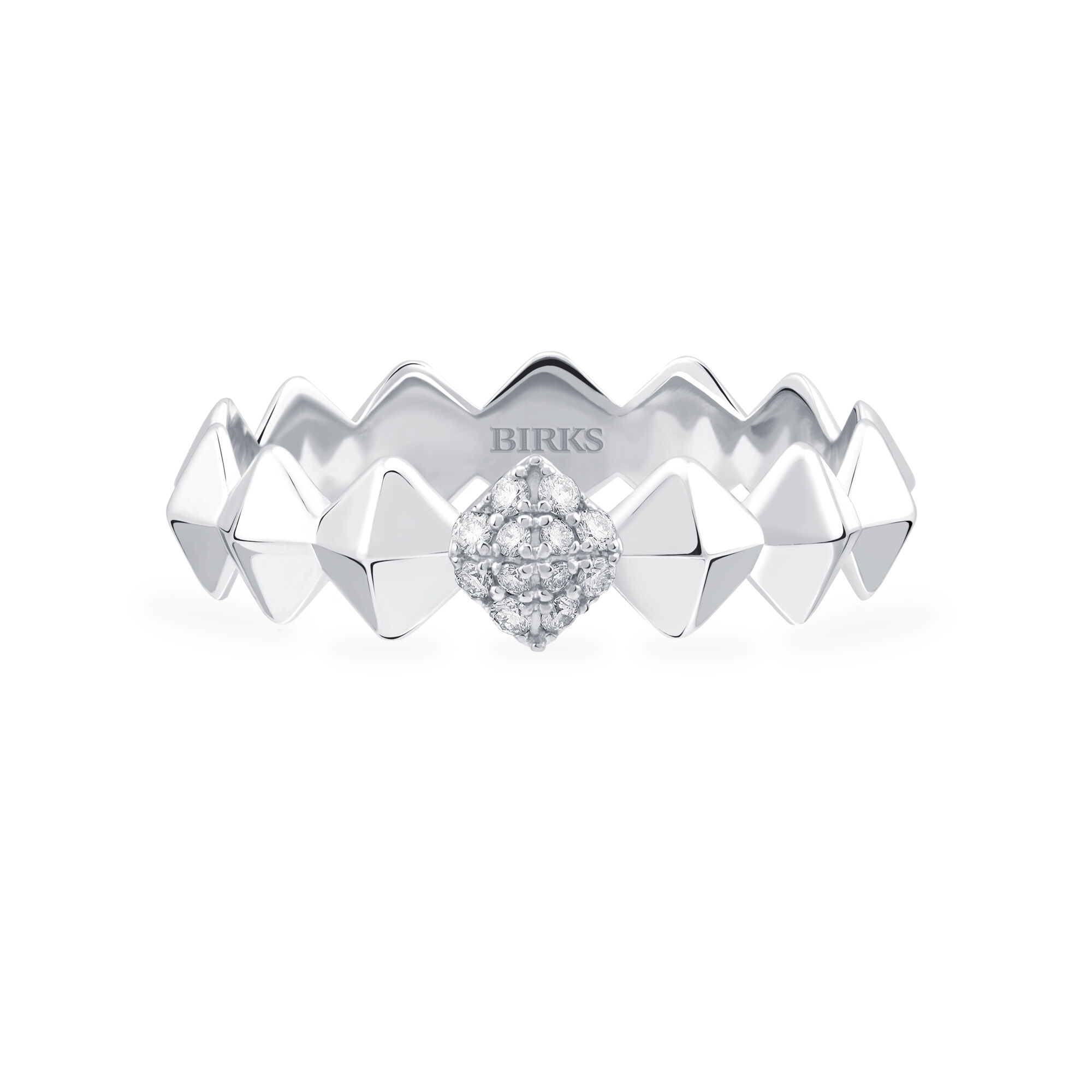 Birks Iconic Bague Rock Pearl superposable en or blanc avec