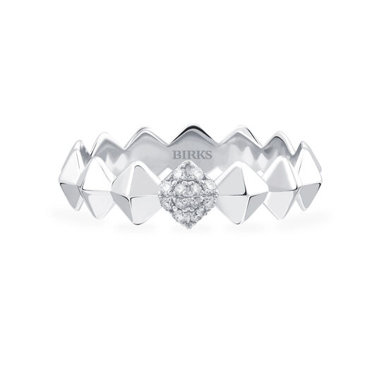 Birks Iconic Stackable White Gold and Diamond Rock & Pearl Ring image number 0