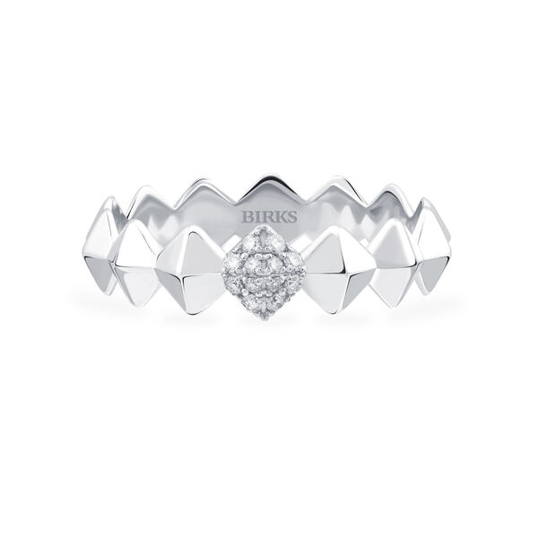 Stackable White Gold and Diamond Rock & Pearl Ring