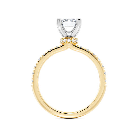 Birks Deco Bague de fian&ccedil;ailles en or jaune &agrave; diamant solitaire rond avec halo cach&eacute; image number 2