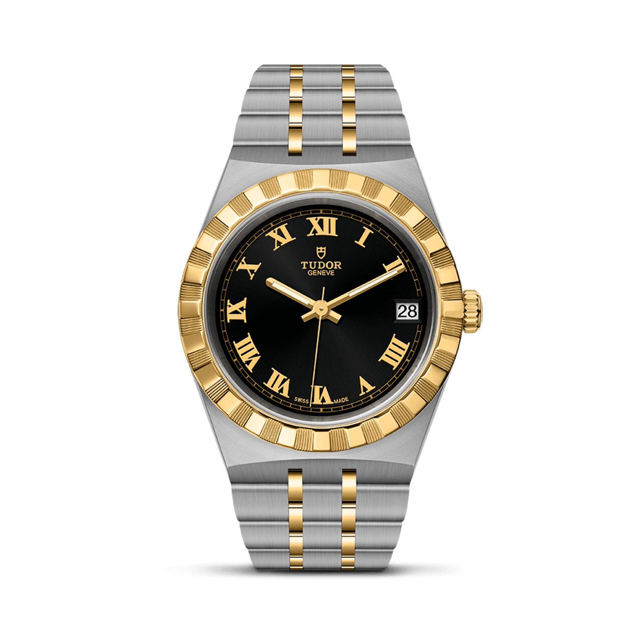 tudor royal 34 mm steel case yellow gold bezel black dial steel and gold bracelet m28403 0003 image number 0