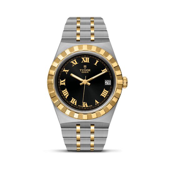tudor royal 34 mm steel case yellow gold bezel black dial steel and gold bracelet m28403 0003 image number 0
