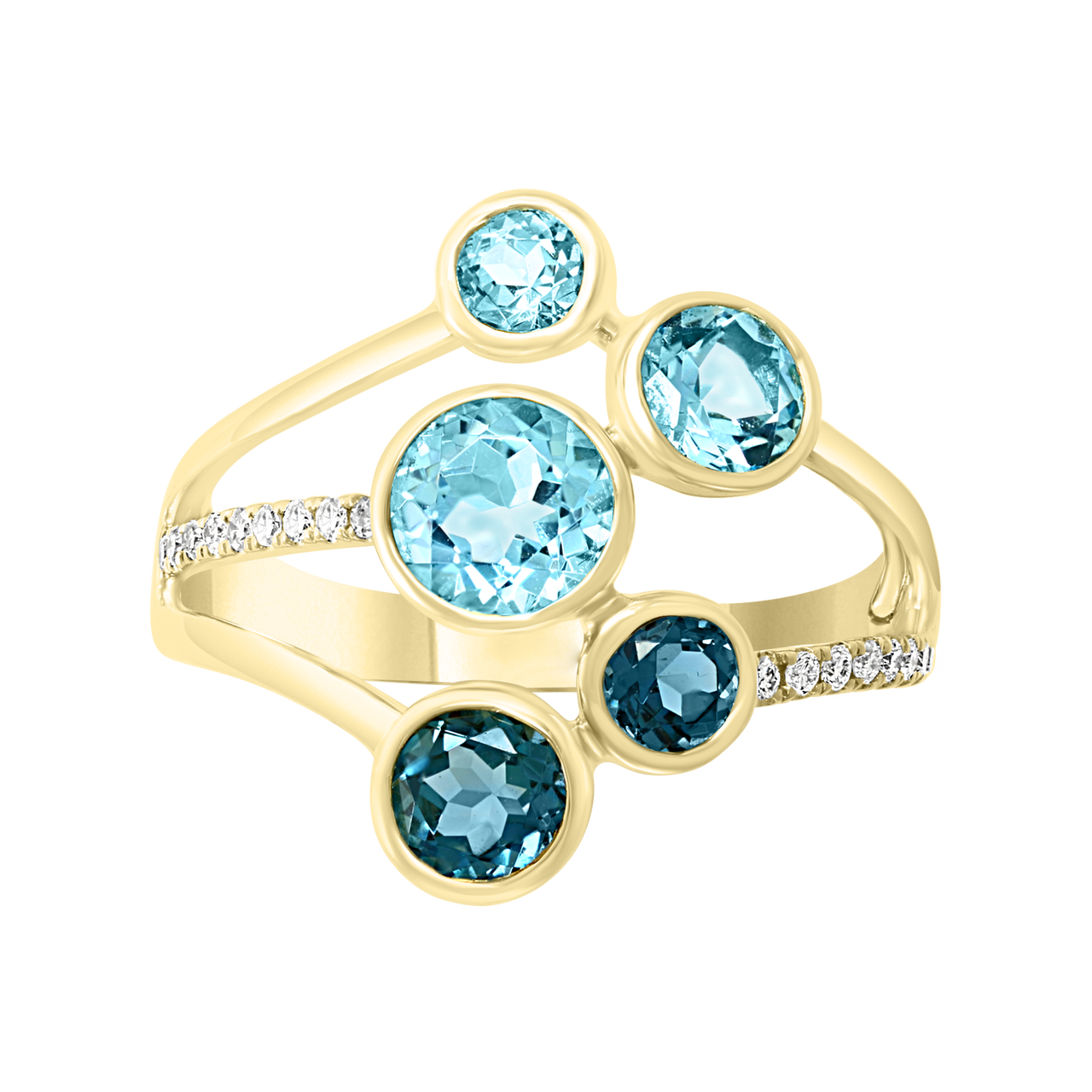 Salon London Blue Topaz and Swiss Blue Topaz Ring with Diamond Accents image number 0