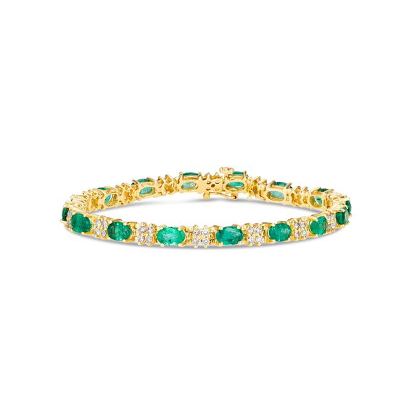 Bracelet en or jaune avec émeraudes et diamants
