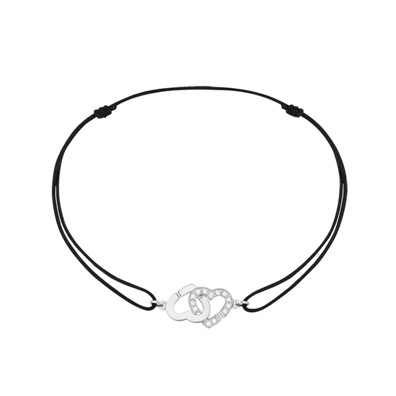 maison birks dinh van paris double coeurs r9 white gold and diamond cord bracelet image number 0