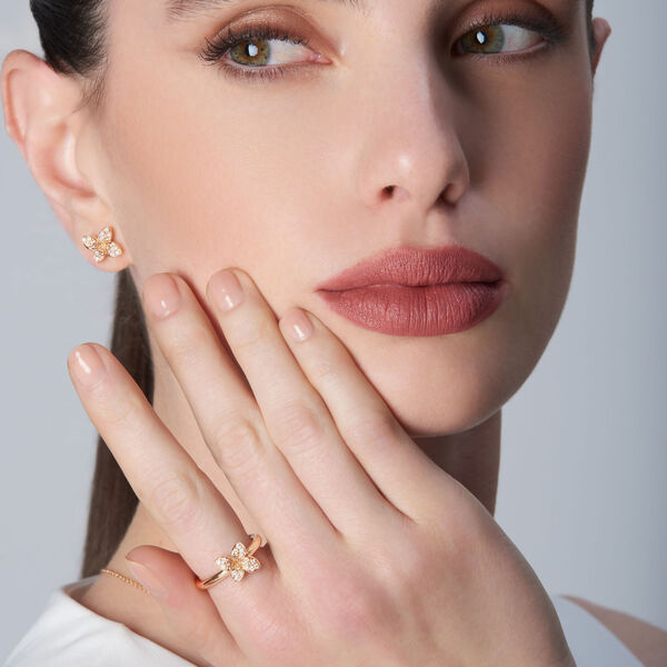 Petit Garden Micro Rose Gold and Diamond Pav&eacute; Ring