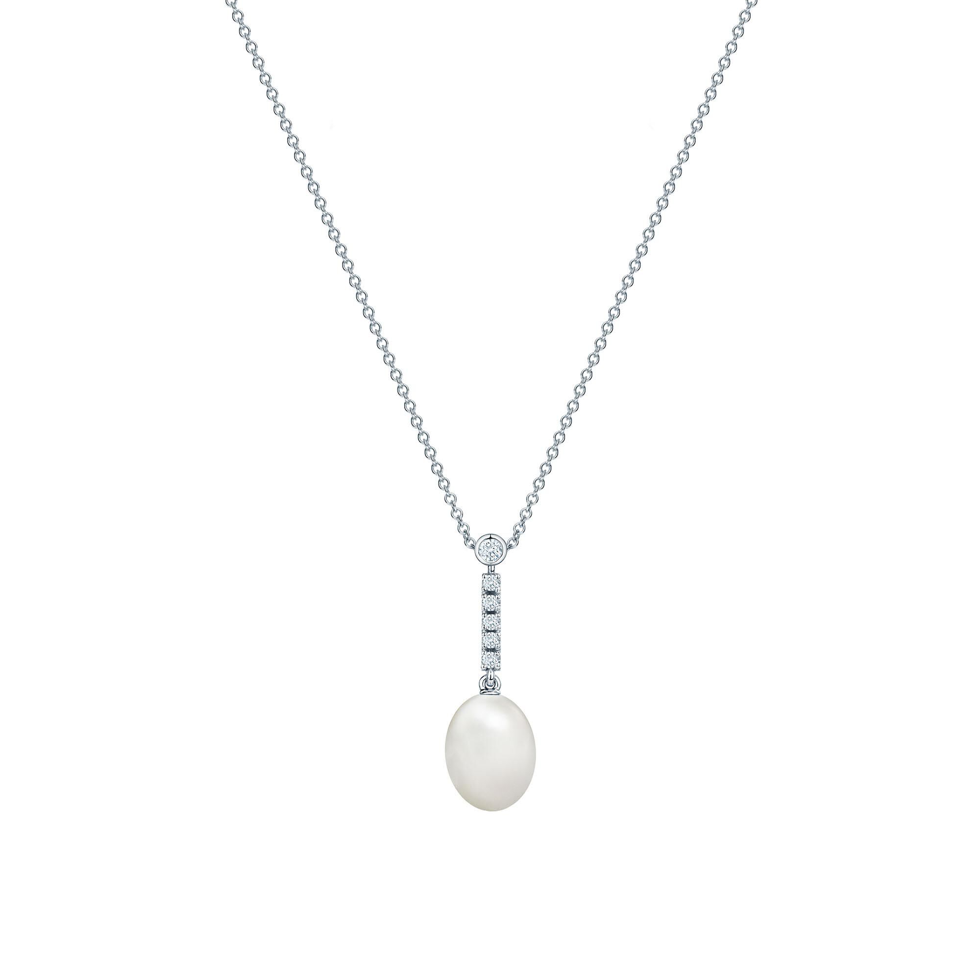 Pearl drop online necklace white gold