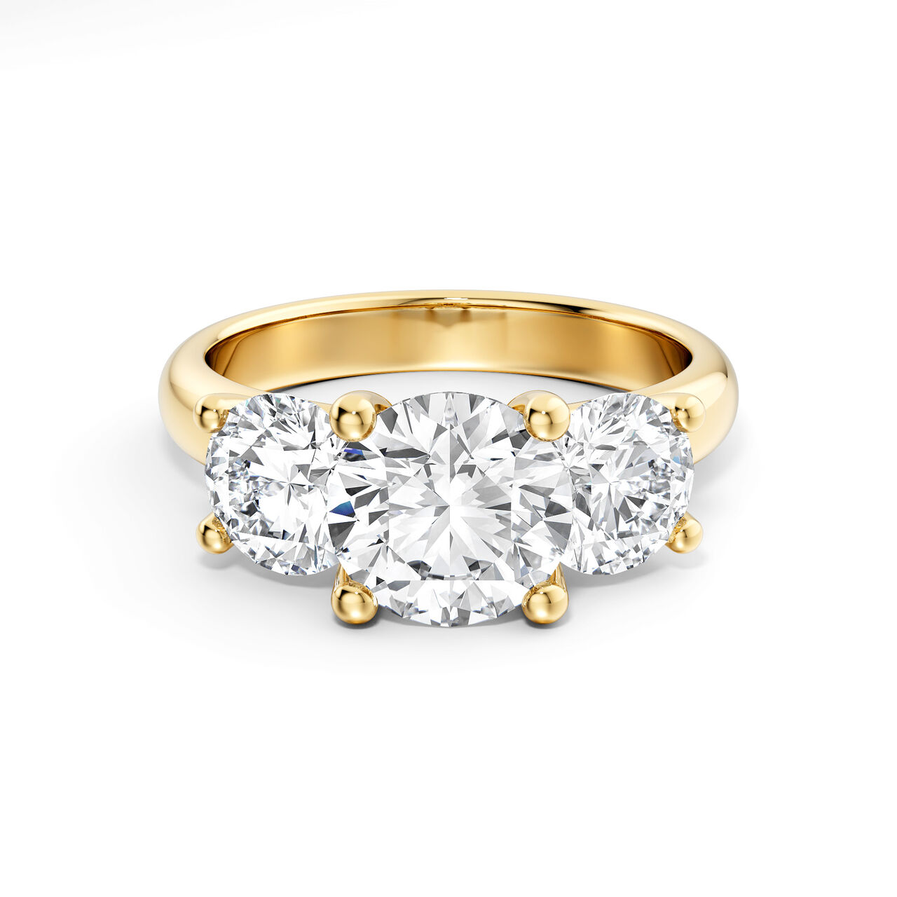 Birks Blue Yellow Gold Round Three-Stone Diamond Engagement Ring with Sapphire Accent image number 0