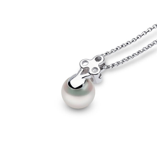 Collier Trend en or blanc avec une perle et diamants